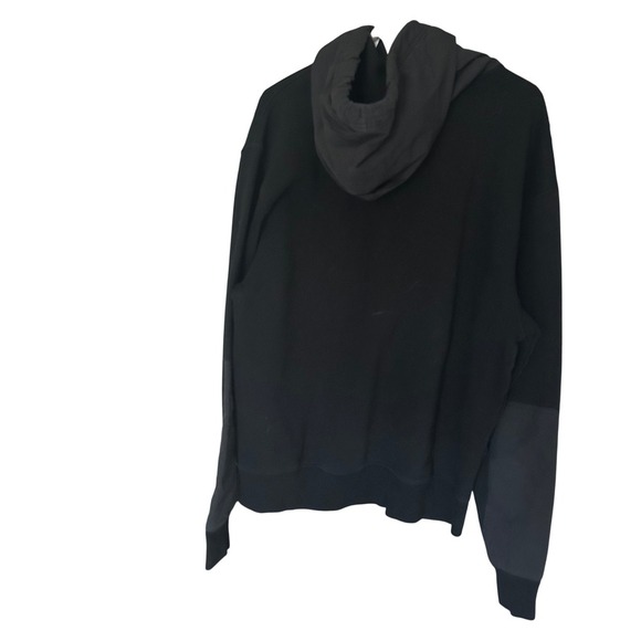 Champion Hoodie Men's L - Rare - Nylon Panel Double Hood Logo Black - Picture 2 of 6